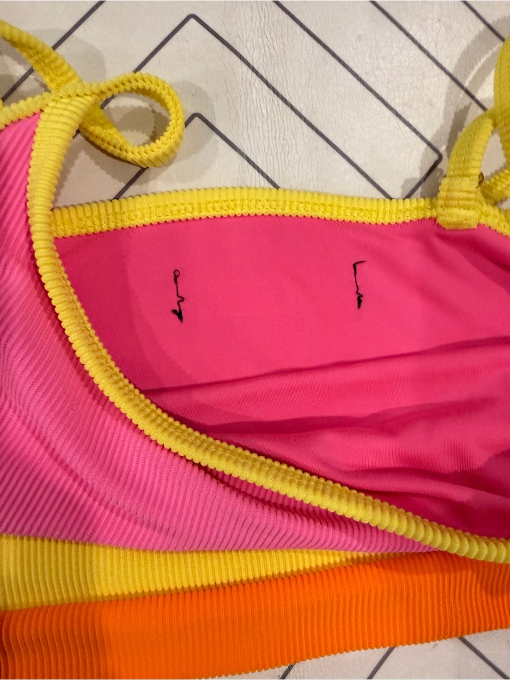 Beach Riot Ribbed Neon Colorblock Bikini Top - Picture 5 of 9